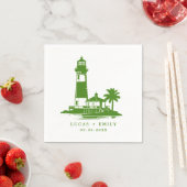 Nautical Seaside Lighthouse Dark Blue Wedding Servet (Insitu)