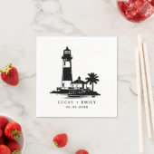 Nautical Seaside Lighthouse Dark Blue Wedding Servet (Insitu)