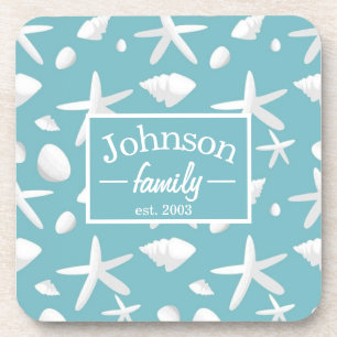 Nautical Seastar Seashells Family Beach House Bier Onderzetter