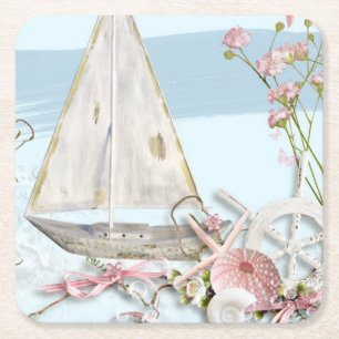 Nautical Series Design 3 Vierkante Kartonnen Onderzetter
