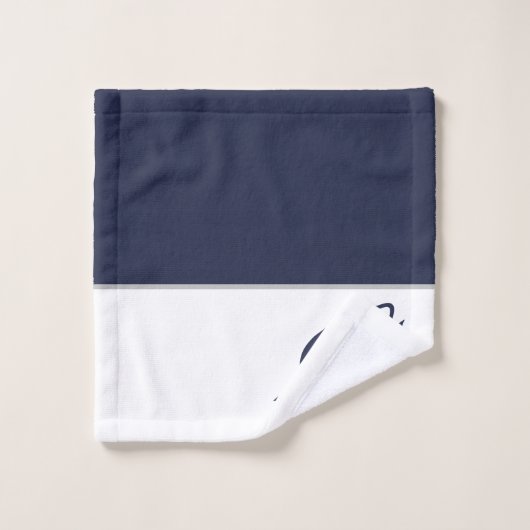 Nautical Shark Navy Blue | Nom unique blanc (Gant de toilette)