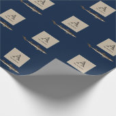 Nautical Sharks Navy Blue Sand Tan Cadeaupapier (Hoek)