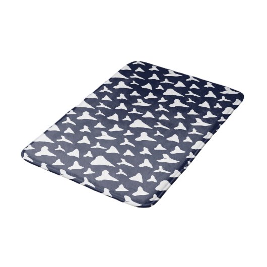 Nautical Sharks Tooth Blue en White Pattern Badmat (Gekanteld)