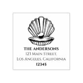 Nautical Shell Custom Family Name Retouradres Rubberstempel (Afrduk)