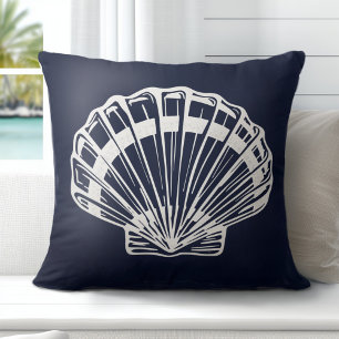 Nautical Shell Marine Blauw Wit Kussen