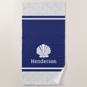 Nautical Shell op marineblauw  Strandlaken (Voorkant)
