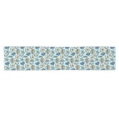 Nautical Shell Starfish Beach Zee Pattern Blue Korte Tafelloper (Horizontaal)