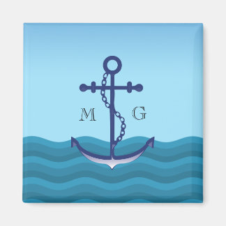 Nautical Ship Anchor met dubbelmonogram Magneet