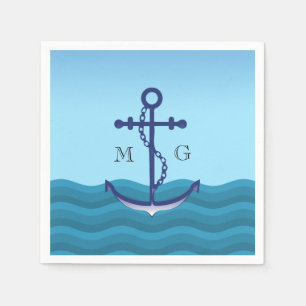 Nautical Ship Anchor met dubbelmonogram Servet