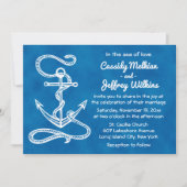 Nautical Ship Anchor Navy Blue Waterverf Wedding Kaart (Voorkant)