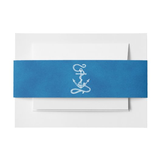 Nautical Ship Anchor Navy Blue Waterverf Wedding Uitnodigingen Wikkel (Voorkant Voorbeeld)