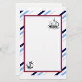 Nautical Ship & Anchor Stationery Briefpapier (Voorkant / Achterkant)
