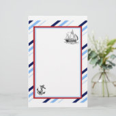 Nautical Ship & Anchor Stationery Briefpapier (Staand voorkant)