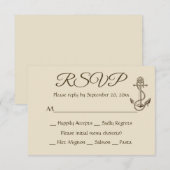 Nautical Ship Anchor Tan RSVP Brown Wedding Party (Voorkant / Achterkant)