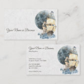 Nautical Ship and Full Moon Sailing Visitekaartje (Voorkant / Achterkant)