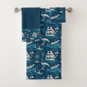 Nautical Ship and Ocean Pattern No1 Bad Handdoek (Insitu)