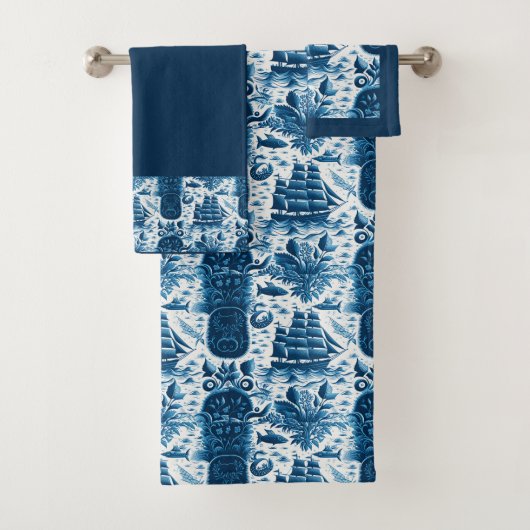 Nautical Ship and Ocean Pattern No5 Bad Handdoek (Insitu)