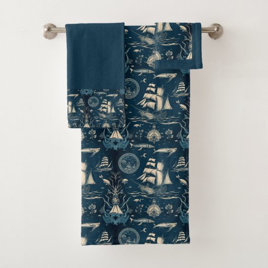Nautical Ship and Ocean Pattern No.3 Bad Handdoek (Insitu)