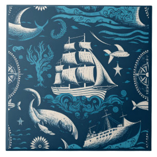 Nautical Ship and Ocean Thmed keramische kunst No1 Tegeltje