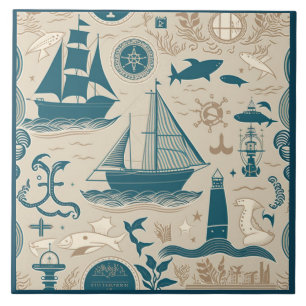 Nautical Ship and Ocean Thmed keramische kunst No1 Tegeltje