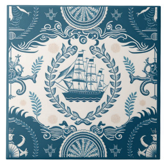 Nautical Ship and Ocean Thmed keramische kunst No1 Tegeltje