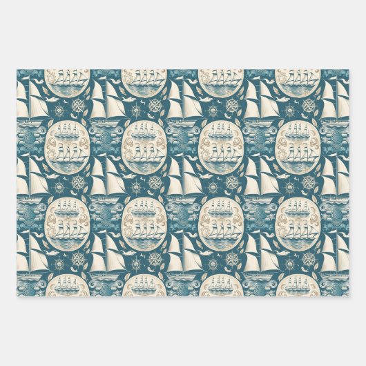 Nautical Ship and Ocean Thmed Patroon No14 Inpakpapier Vel (Voorkant)