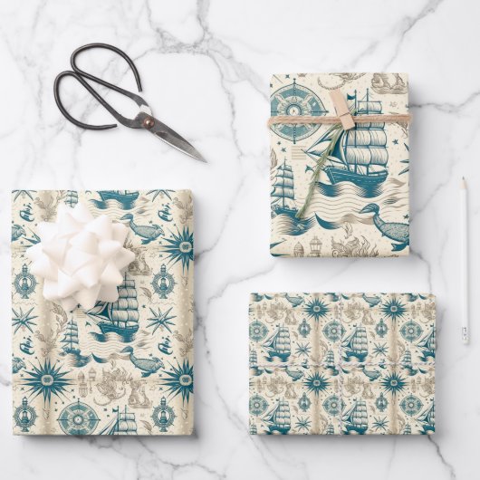 Nautical Ship and Ocean Thmed Patroon No18 Inpakpapier Vel (Voorkant)