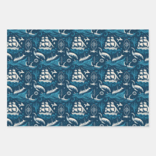 Nautical Ship and Ocean Thmed Patroon No1 Inpakpapier Vel