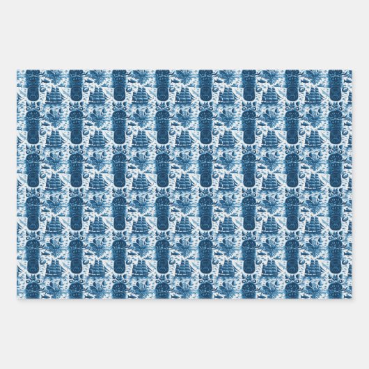 Nautical Ship and Ocean Thmed Patroon No5 Inpakpapier Vel (Voorkant 3)