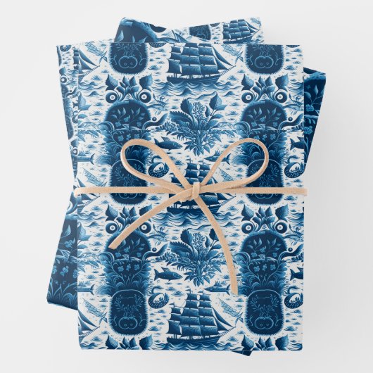 Nautical Ship and Ocean Thmed Patroon No5 Inpakpapier Vel (In situ)