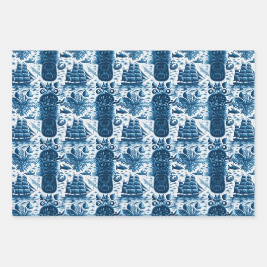 Nautical Ship and Ocean Thmed Patroon No5 Inpakpapier Vel (Voorkant)