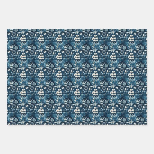 Nautical Ship and Ocean Thmed Patroon No6 Inpakpapier Vel (Voorkant 3)