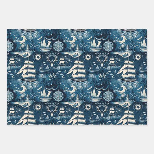 Nautical Ship and Ocean Thmed Patroon No6 Inpakpapier Vel (Voorkant 2)