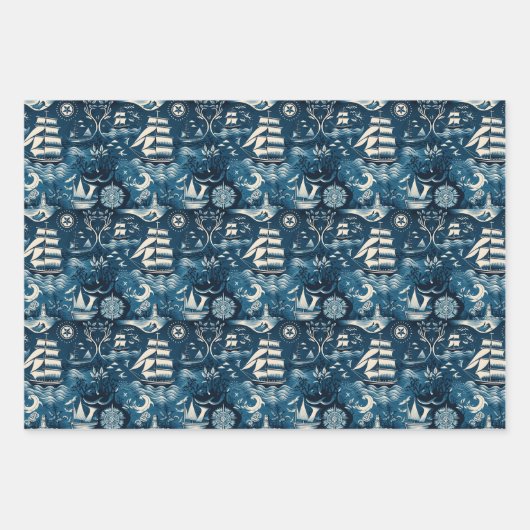 Nautical Ship and Ocean Thmed Patroon No6 Inpakpapier Vel (Voorkant)
