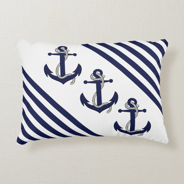 Nautical Ship/Boat Anchor/knot/Navy Strees Accent Kussen (Voorkant)