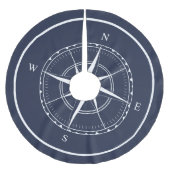 Nautical Ship Compass Hamptons Navy Blue en White Kerstboom Rok (Voorkant)