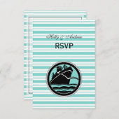 Nautical Ship Lt Blue White Stripe #2 V RSVP (Voorkant / Achterkant)