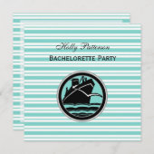 Nautical Ship Lt Blue White Stripe SQ Bachelorette Kaart (Voorkant / Achterkant)