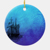 Nautical Ship & Octopus Keramisch Ornament (Achterkant)