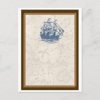 Nautical Ship Treasure Map Briefkaart
