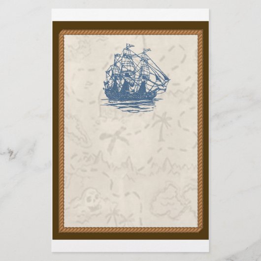 Nautical  Ship Treasure Map Stationery Briefpapier (Voorkant)