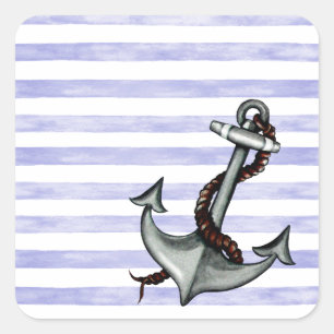 Nautical Ship's Anchor Vierkante Sticker
