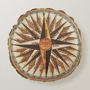 Nautical  Ship's Compass Navigator Sailing Rond Kussen