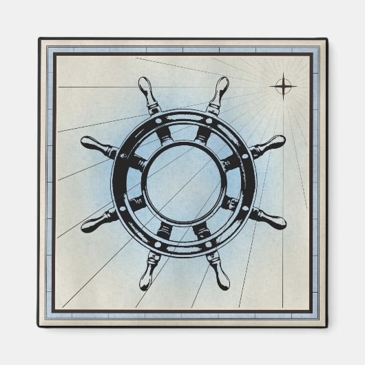 Nautical Ship's Wheel for Navigation Magneet (Voorkant)
