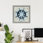 Nautical Ship's Wheel for Navigation Poster (Thuiskantoor)