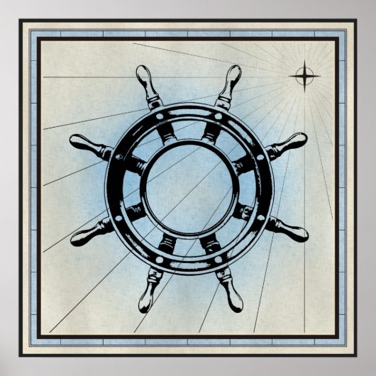Nautical Ship's Wheel for Navigation Poster (Voorkant)