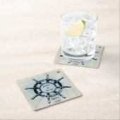  Nautical Ship's Wheel for Navigation Vierkante Kartonnen Onderzetter (Insitu)