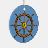 Nautical Ship's Wheel Keramisch Ornament (Rechts)