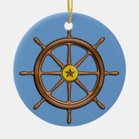 Nautical Ship's Wheel Keramisch Ornament (Voorkant)