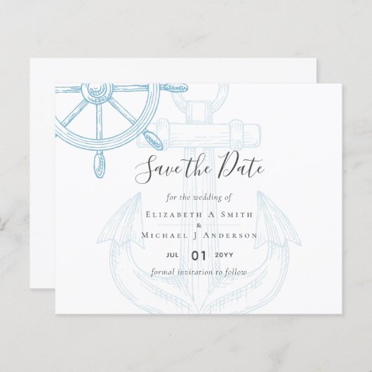 Nautical Ships Wheel Wedding (Voorkant / Achterkant)